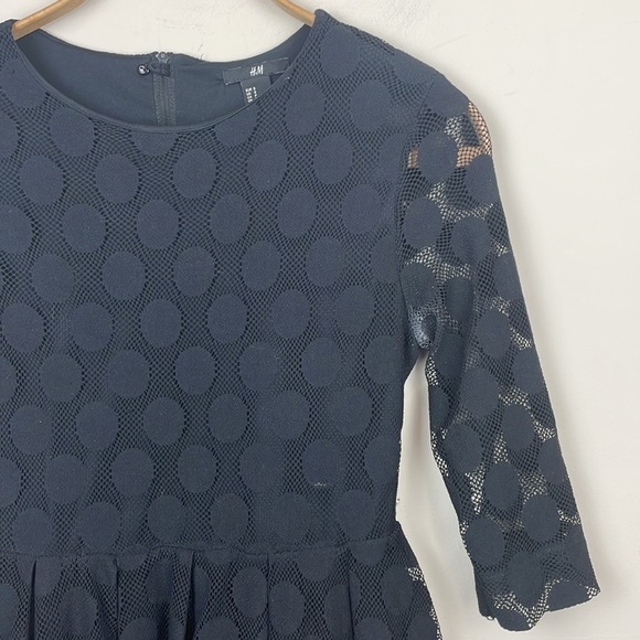 H&M || Women's Black Polka Dot Overlay Dress; Size Small - Picture 3 of 13